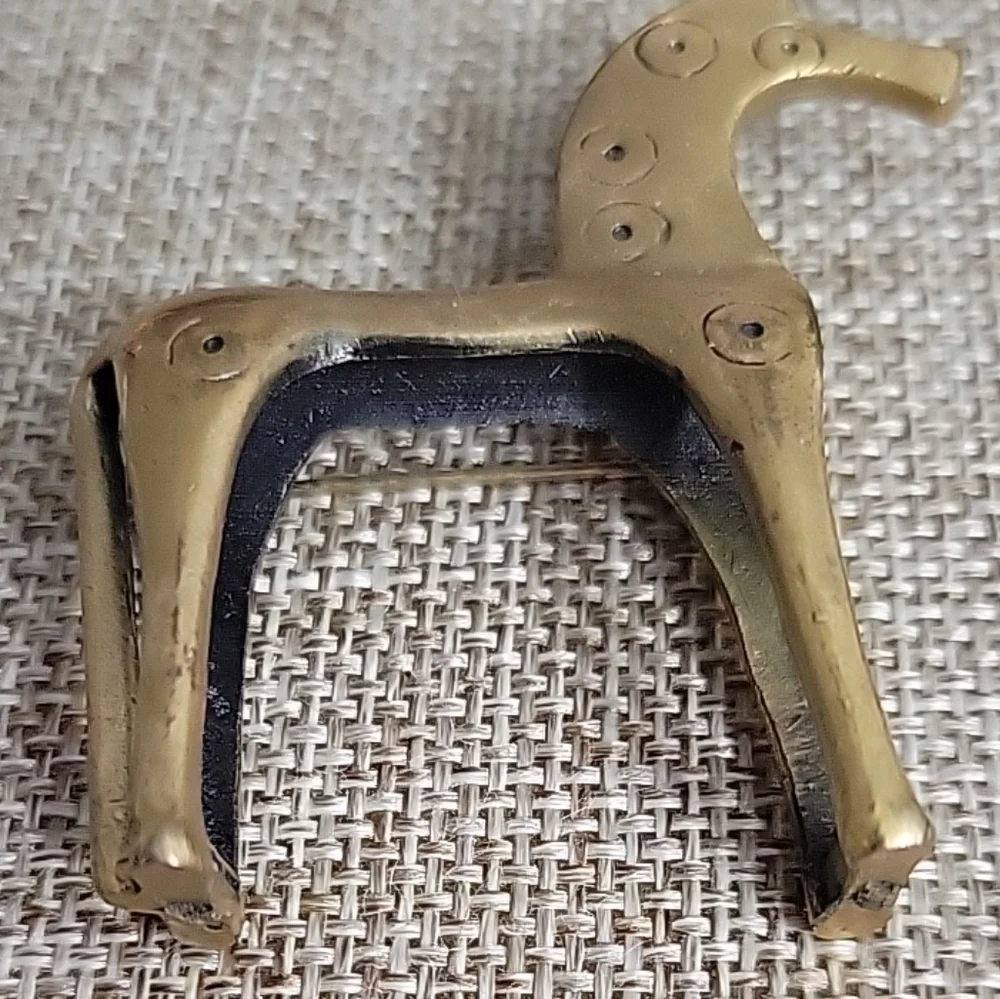 Vintage Satin Gold Tone Horse Brooch Stylized Figural 3D Excellent Condition